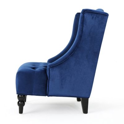 Streamdale Contemporary Wingback Chair with Diamond Stitching and Birch Wood Legs