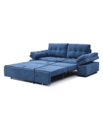 Streamdale Blue Sleeper Sofa Bed with Teddy Chaise