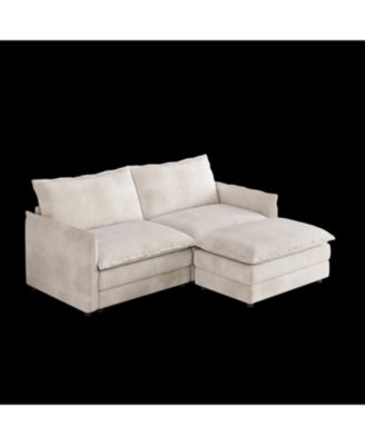 Streamdale Corduroy Loveseat Sofa with Ottoman & 2 Cushions