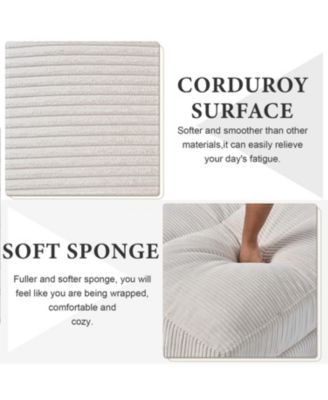 Streamdale Modern Corduroy Sectional Sofa with Footstool (White, 6-Seat)