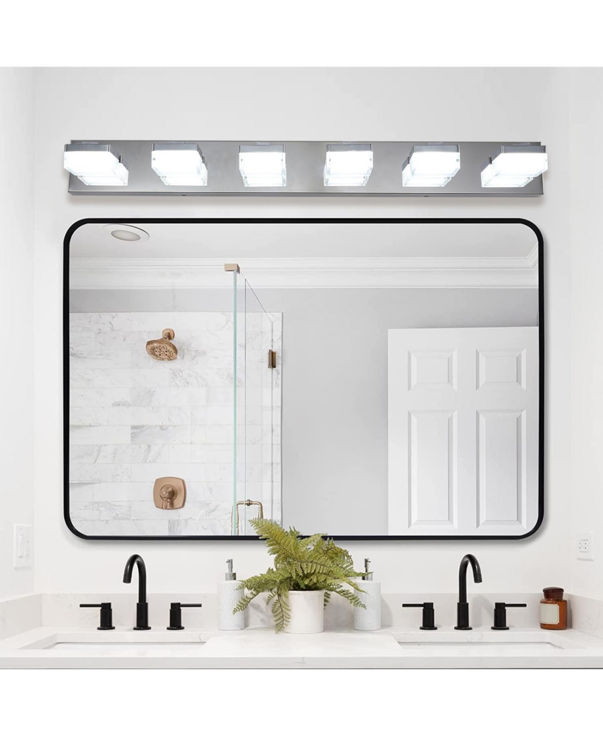 Modern 6-Light Chrome Led Vanity Mirror Light Fixture For Bathrooms And Makeup Tables - Chrome