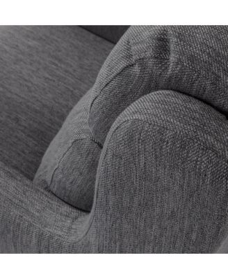 Streamdale 1 Pc. Charcoal Fabric Upholstered Waterfall Back Tapered Rubberwood Leg Contemporary Club Chair