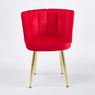 Red Velvet Dining Chair (Set of 2) with Gold Legs