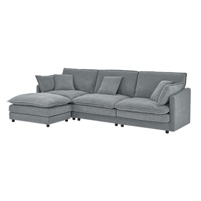 Streamdale Modern L-Shaped Sectional Sofa with Ottoman (Grey)