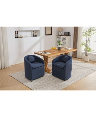 Streamdale Single Unit  Chenille Fabric Back Cushion, Armrest, Universal Wheels  Dining Armchair