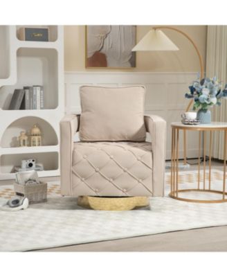 Streamdale Modern Velvet Accent Chair with Pillow and Tufted Button