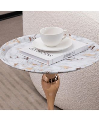 Streamdale Modern Round Coffee Table, Metal Pedestal Table for Small Spaces