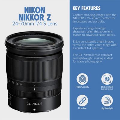 Z5 Mirrorless Camera with NIKKOR Z 24-70mm f/4 S Lens, Bundle with 64GB Memory Card, Alpine 160 Bag, MT-11 Tripod and Filter Kit