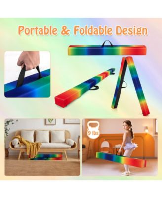 7 Feet Folding Portable Floor Balance Beam with Handles for Gymnasts