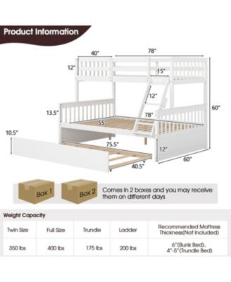 Twin Over Full Convertible Bunk Bed with Twin Trundle