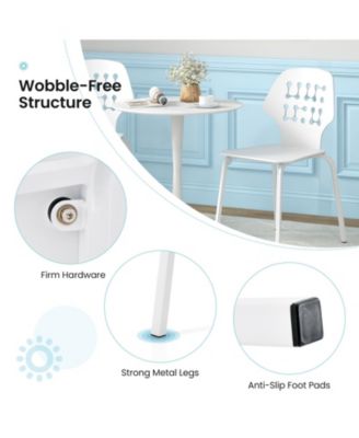 Set of 4 Metal Dining Chair with Hollowed Backrest and Metal Legs