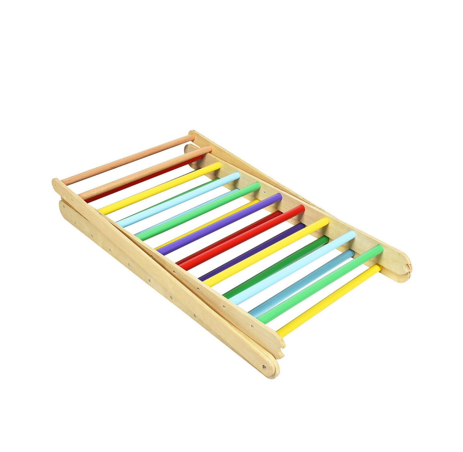 Foldable Wooden Triangle Climber with Reversible Ramp for Kids