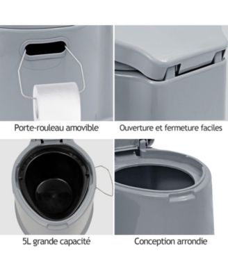 5L Portable Travel Toilet with Paper Holder for Outdoor