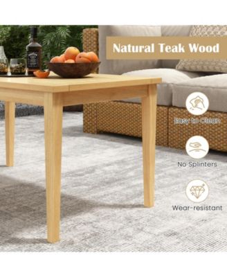 20 Inch x 35.5 Inch Outdoor Teak Wood Coffee Table with Slatted Tabletop for Balcony