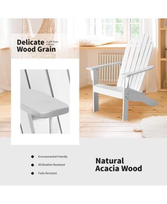 Acacia Wood Outdoor Adirondack Chair with Ergonomic Design-White