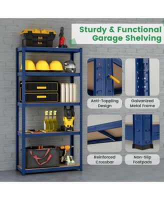5-Tier Heavy Duty Metal Shelving Unit with 2000 LBS Total Load Capacity-Blue