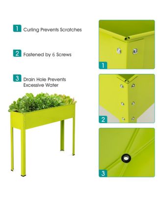 Metal Raised Garden Bed with Legs and Drainage Hole