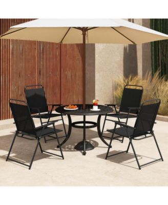 Outdoor Folding Sling Chairs Set of 4 with Armrest and Backrest