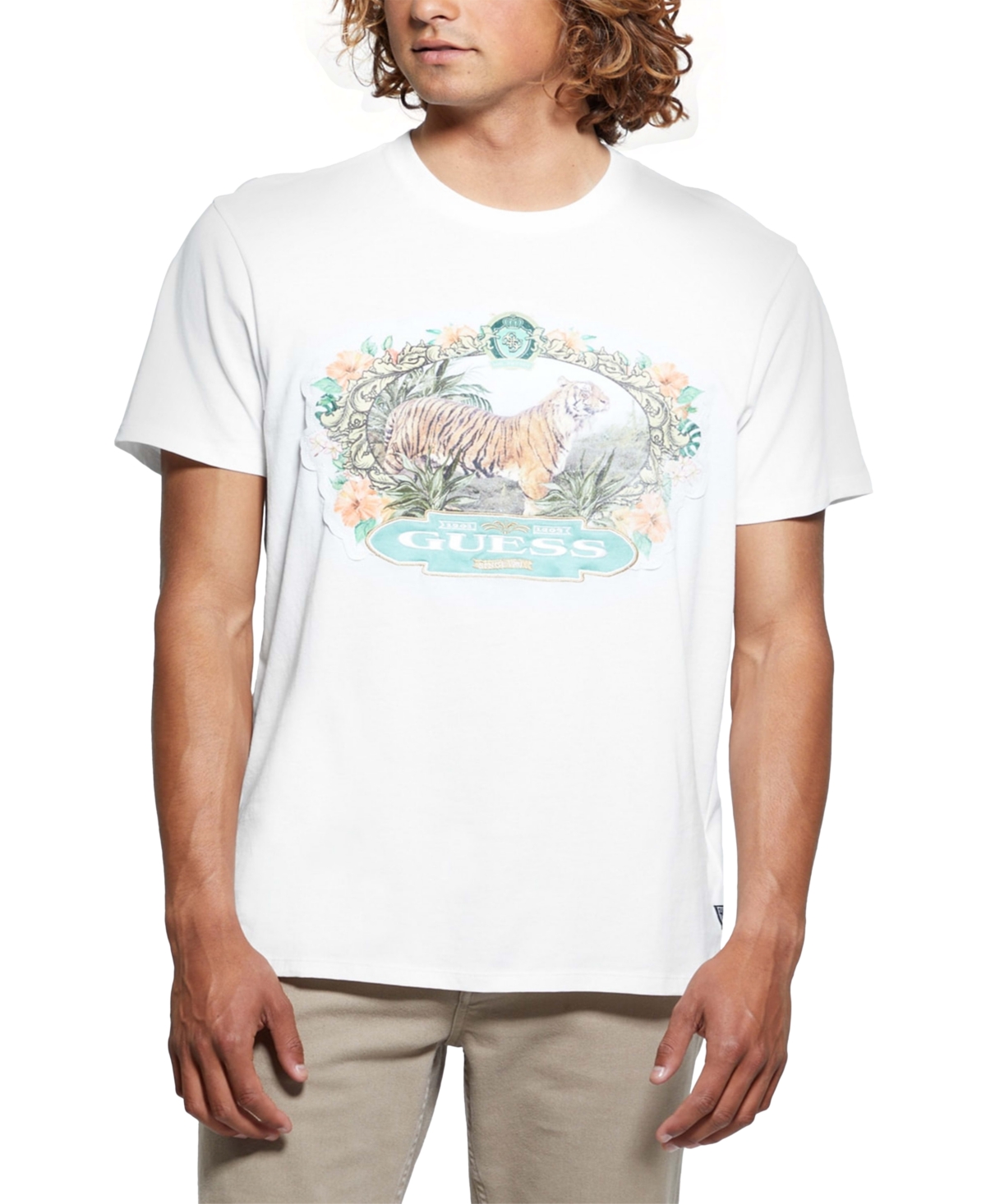 Men's Short Sleeve Tiger Graphic Crewneck T-Shirt - Salt White
