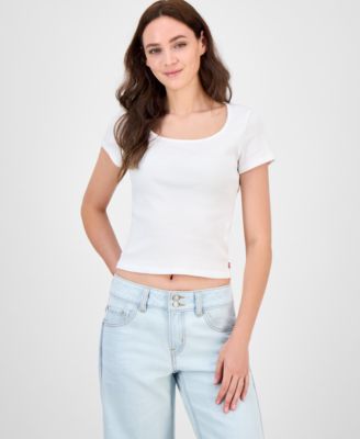 Premium Women's Cotton Rib-Knit Square-Neck Tee