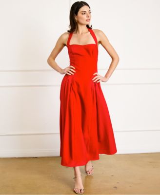 Line & Dot - Women's Greta Halter Sleeveless Maxi Dress