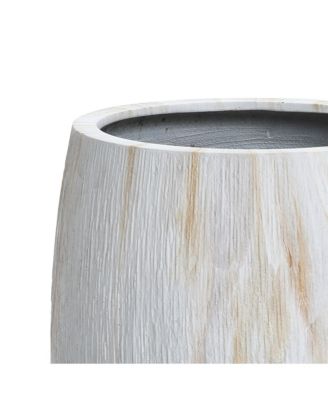 2-Piece Marble White with Brown Ribbons Texture MgO Planter Set, Indoor and Outdoor