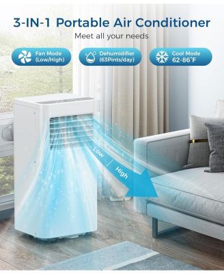 10000 BTU, 3-in-1 Portable AC with Sleep Mode, RC, LED Display, 24H Timer, Cools Up to 450 Sq. Ft., Window Kit, Air Conditioner