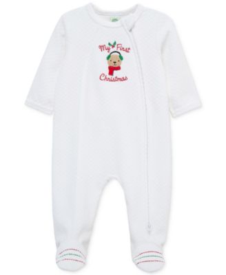 Little Me - Baby Merry Bear Velour Footed Coverall