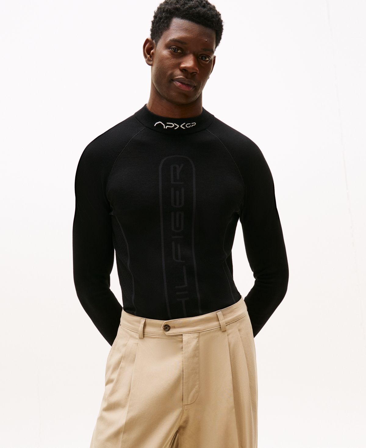 Tommy Hilfiger Apxgp Collection Mockneck Sweater In Black