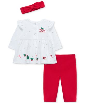 Little Me - Baby Girls Cotton Merry Tunic, Headband & Leggings, 3 Piece Set