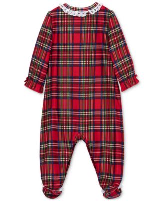 Baby Girls Plaid Footed Coverall