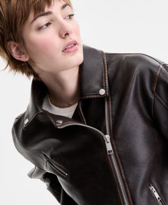 Women's Faux-Leather Moto Jacket