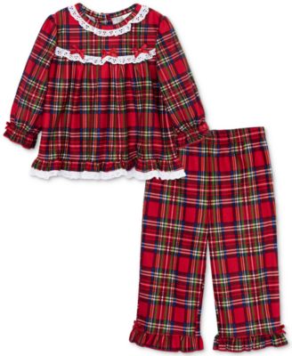 Little Me - Baby Girls Plaid & Lace Top & Pants, 2 Piece Set