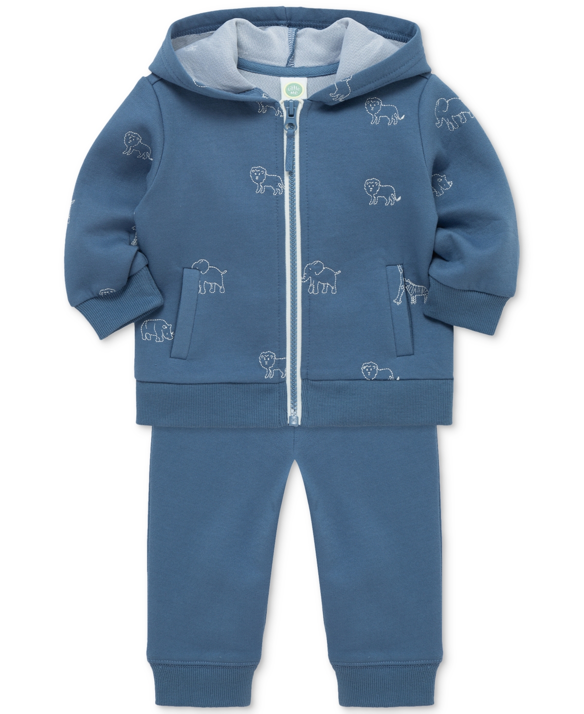 Little Me Baby Zip-Up Safari Hoodie & Pants, 2 Piece Set