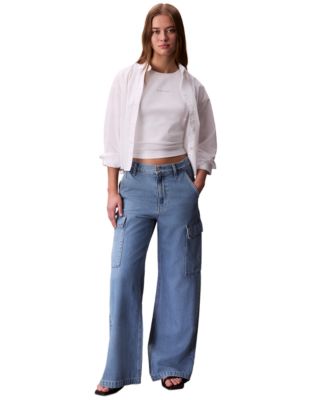 Calvin Klein Jeans - Women's High-Rise Wide-Leg Cargo Jeans