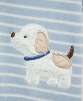 Baby Boys Fluffy Pup Velour Footed Coverall