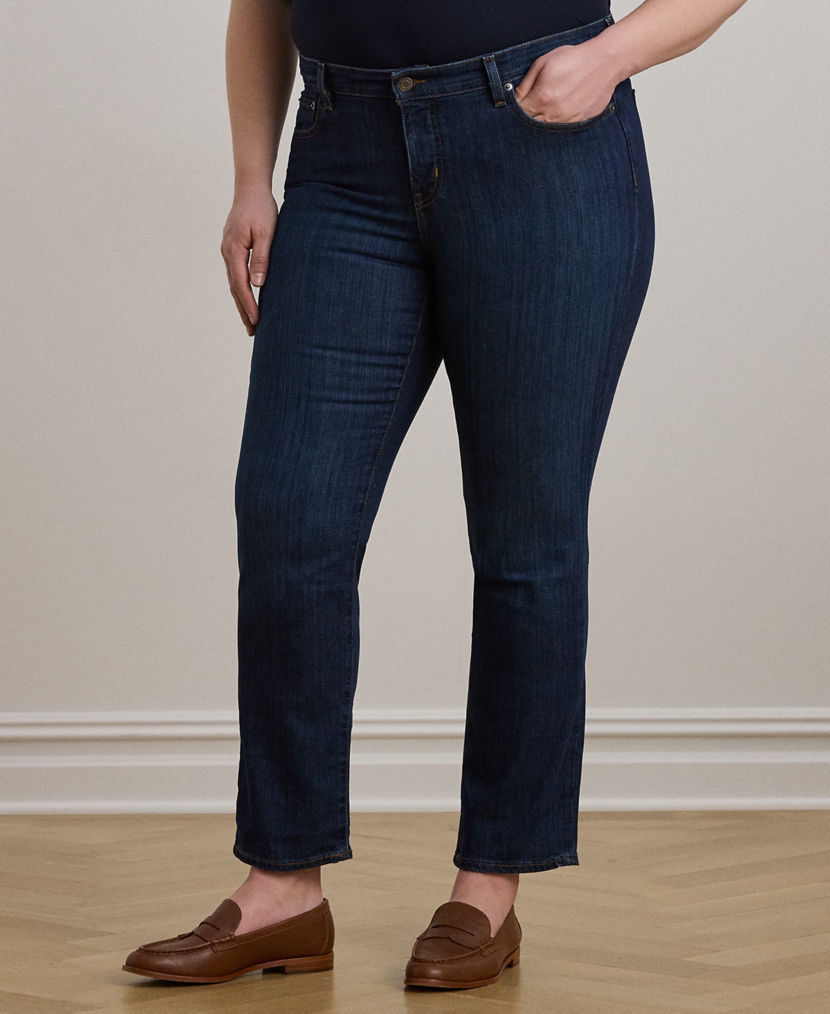 Lauren Ralph Lauren Plus-Size Mid-Rise Straight Jean - Deep Royal Wash