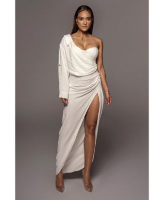 Jluxlabel Women's Evita Linen Draped Dress - White