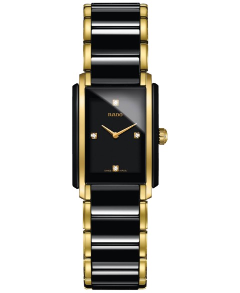 Женские часы Rado Swiss Integral с бриллиантами, чёрная керамика и золотистая сталь