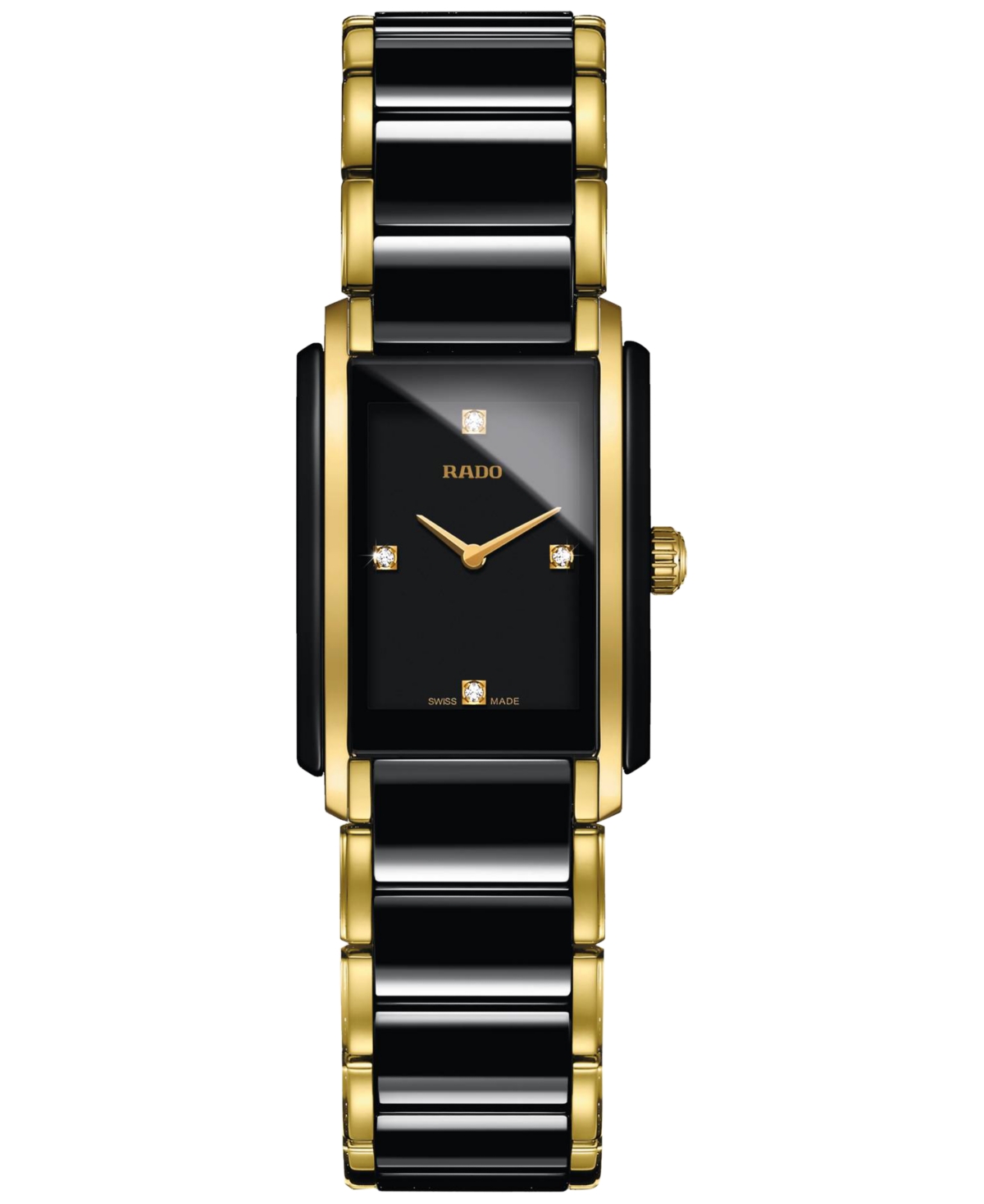 Rado Women's Swiss Integral Diamond Accent Black Ceramic & Gold-tone Stainless Steel Bracelet Watch 23x33 In No Color