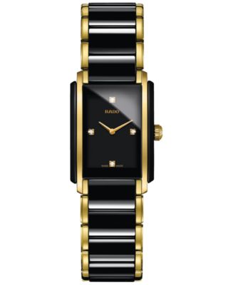 Rado Women's Swiss Integral Diamond Accent Black Ceramic & Gold