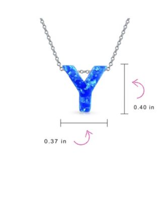Блестящие ювелирные изделия Голубой Небесный Полумесяц Опаловый кулон Ожерелье с буквой Y Инициалы из Стерлингового серебра