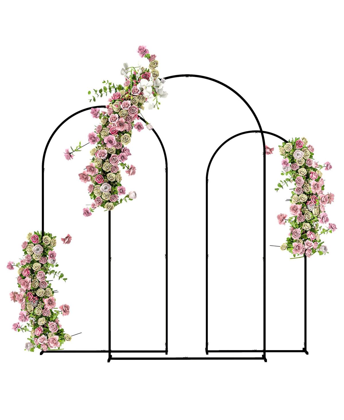 Metal Arch Backdrop Sd Set of 3, 7/6.5/6 ft Wedding Arch Frame - Black