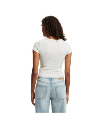 Женское платье Goldie из хлопка с V-образным вырезом в рубчик и коротким рукавом