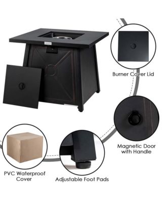 7PCS Patio Rattan Furniture Set Fire Pit Table Cover Cushion