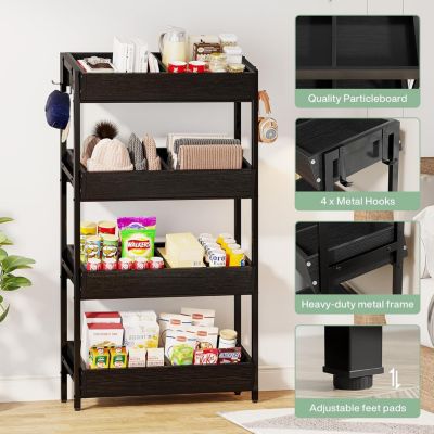 Wood Fruit and Vegetable Basket Stand Rack for Kitchen, Store, Supremarket