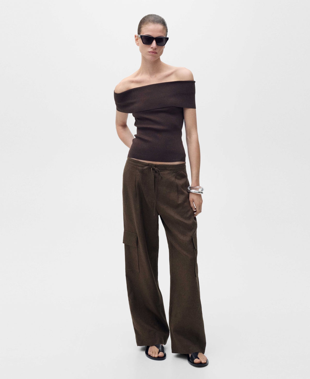 Shop Mango Women's Linen Cargo Pants