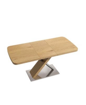 Streamdale Retractable Dining Table, Wood Color, Seats 4-6, Cross Base