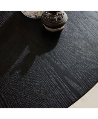 47.24" Round Modern Style MDF Wood Dining Table in Black Suitable for Kitchen, Living Room, Cafe, Milk Tea Shop