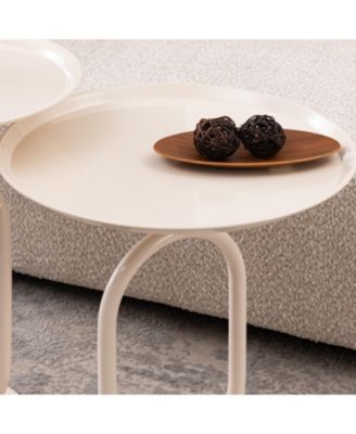 Metal End Table, Round Side Table, Small Coffee Table for Living Room